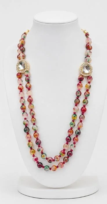 PREMIUM-SEMI PRECIOUS QUARTZ STONE BEADS HARAM - Adjustable, Multicolour