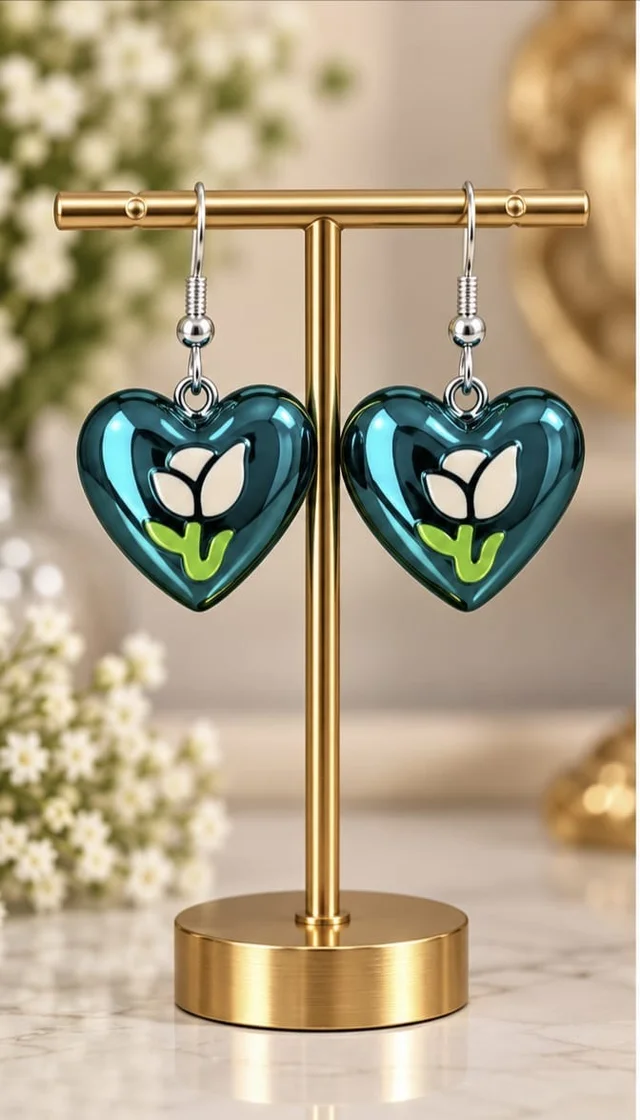 HANDMADE HEART SHAPED DROP EARRINGS
