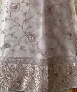 DESIGNER FLORAL LEHENGA - Free Size, Silver Grey