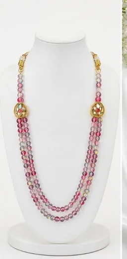 PREMIUM-SEMI PRECIOUS QUARTZ STONE BEADS HARAM - Adjustable, Multicolour