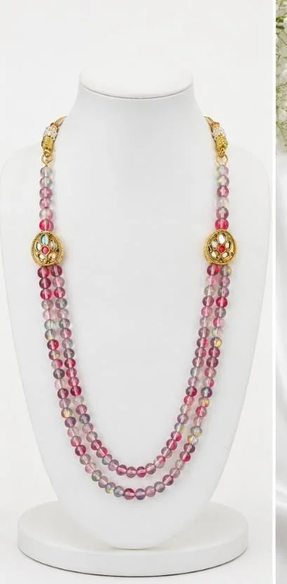 PREMIUM-SEMI PRECIOUS QUARTZ STONE BEADS HARAM - Adjustable, Multicolour