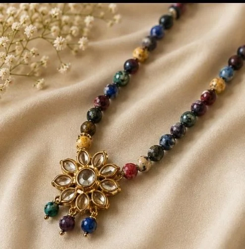 PREMIUM-SEMI PRECIOUS QUARTZ STONE BEADS HARAM - Adjustable, Multicolour
