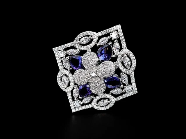 ELEGANT FLORAL AMERICAN DIAMOND FINGER RING