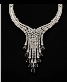 AMERICAN DIAMOND NECKLACE SET - Adjustable, Black