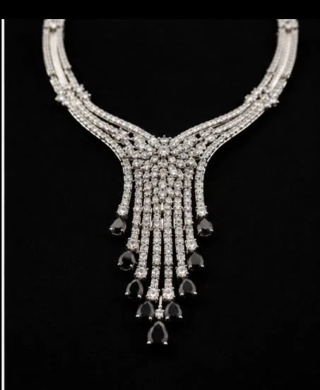 AMERICAN DIAMOND NECKLACE SET - Adjustable, Black
