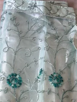 DESIGNER FLORAL LEHENGA - Free Size, Aqua Blue