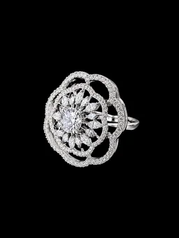 ELEGANT AMERICAN DIAMOND FINGER RING - Adjustable, white