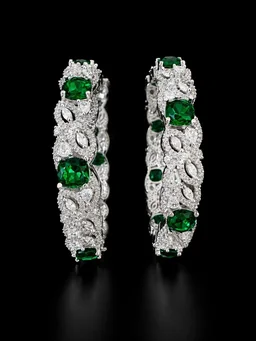AMERICAN DIAMOND GREEN STONE BANGLES - 2.4 size, Green