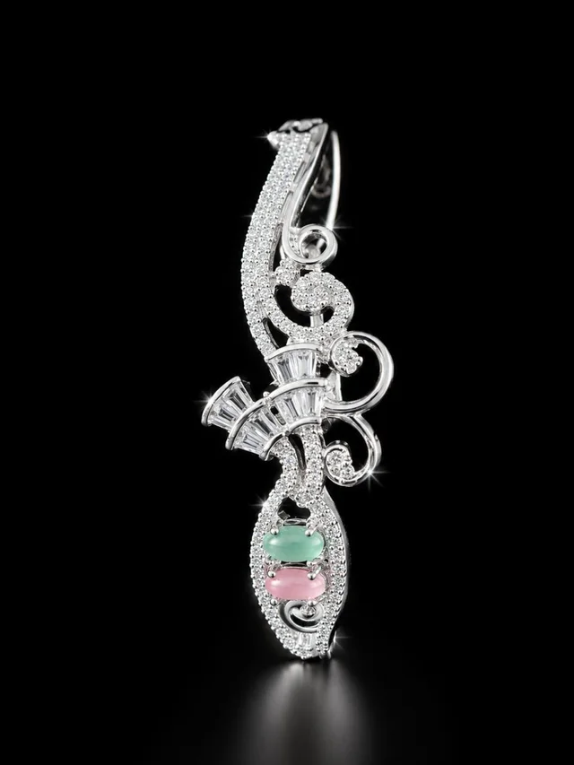AMERICAN DIAMOND GREEN PINK STONE DESIGNER BRACELET