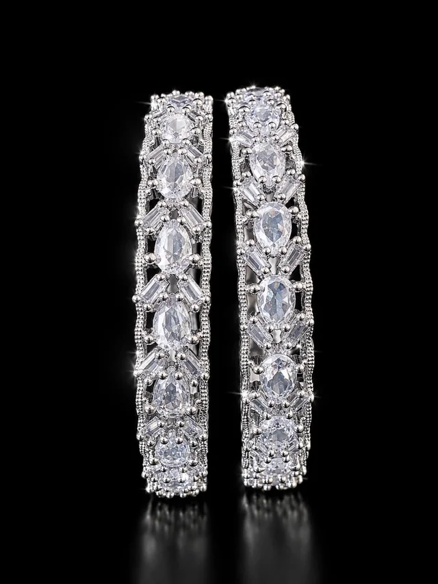 AMERICAN DIAMOND WHITE STONE BANGLES