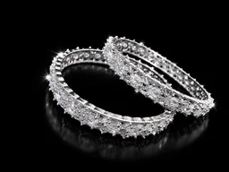AMERICAN DIAMOND WHITE STONE BANGLES - 2.4 size, White