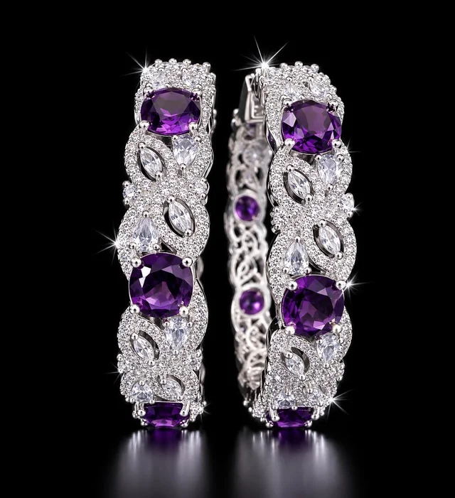 AMERICAN DIAMOND PURPLE STONE BANGLES