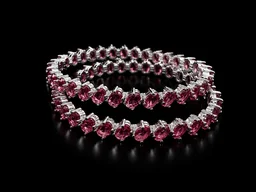 AMERICAN DIAMOND DARK PINK STONE BANGLES - 2.4 size, Dark Pink