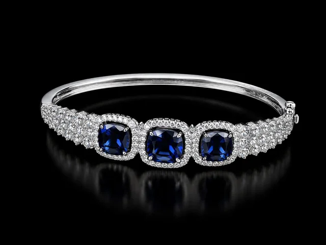 AMERICAN DIAMOND BLUE STONE BRACELET - Adjustable, Blue