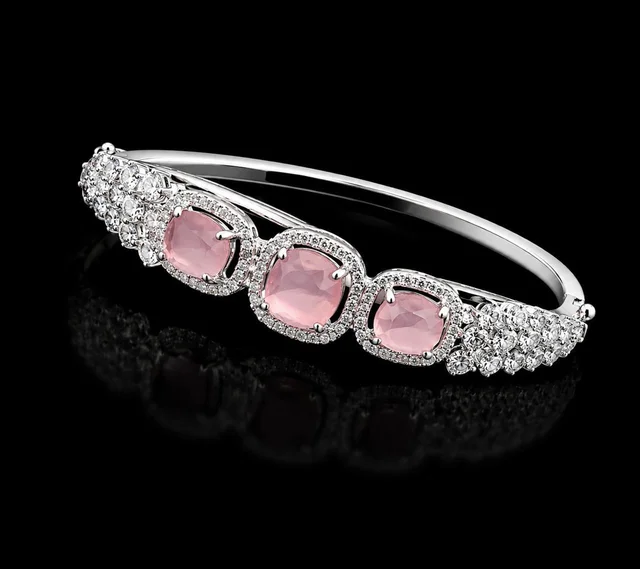 AMERICAN DIAMOND BABY PINK STONE DESIGNER BRACELET