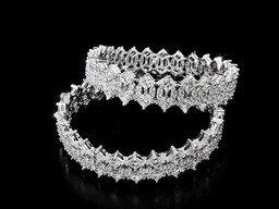 AMERICAN DIAMOND WHITE STONE BANGLES - 2.6 size, White