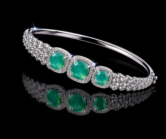 AMERICAN DIAMOND MINT GREEN STONE DESIGNER BRACELET - Adjustable, Mint Green