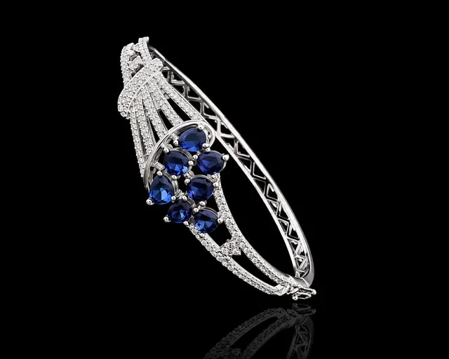 AMERICAN DIAMOND BLUE STONE DESIGNER BRACELET