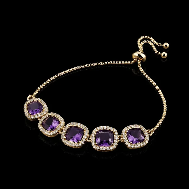 AMERICAN DIAMOND PURPLE STONE DESIGNER ADJUSTABLE CHAIN BRACELET
