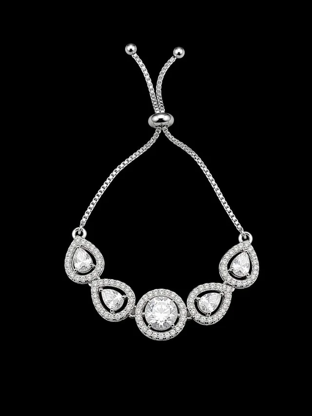 AMERICAN DIAMOND WHITE STONE DESIGNER ADJUSTABLE CHAIN BRACELET
