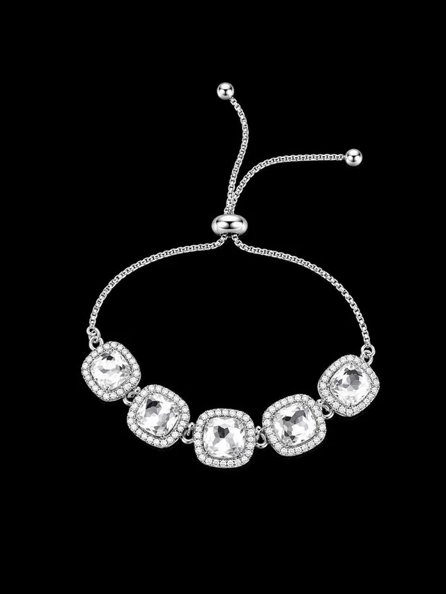 AMERICAN DIAMOND WHITE STONE DESIGNER ADJUSTABLE CHAIN BRACELET