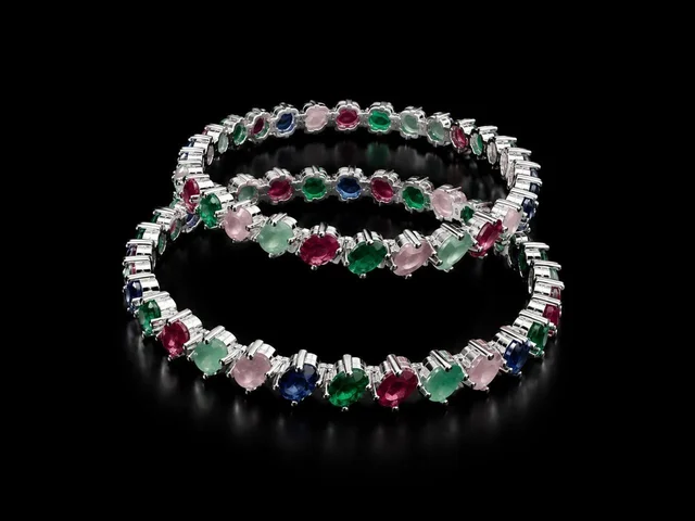 AMERICAN DIAMOND MULTICOLOUR STONE BANGLES