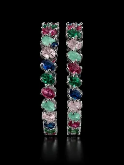 AMERICAN DIAMOND MULTICOLOUR STONE BANGLES - 2.4 size, Multicolour