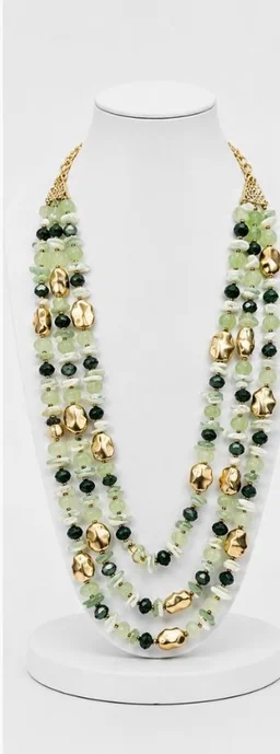 PREMIUM-SEMI PRECIOUS QUARTZ STONE BEADS HARAM - Adjustable, Light Green