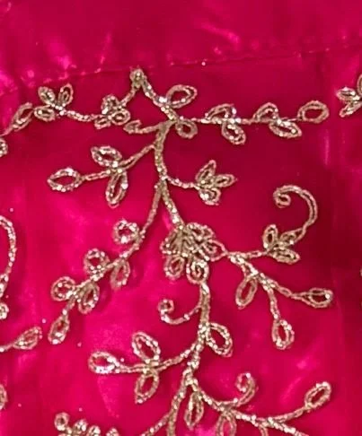 DESIGNER FLORAL WEDDING LEHENGA - Free Size, Rani Pink
