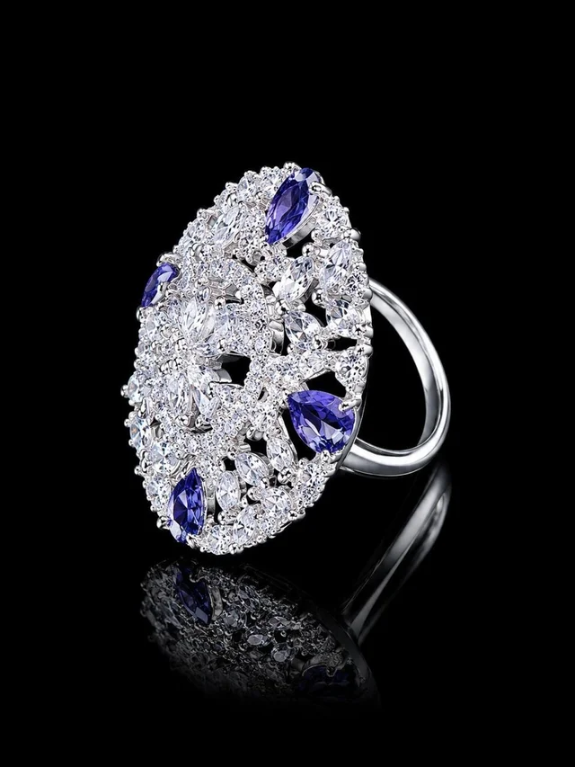 FLORAL AMERICAN DIAMOND FINGER RING