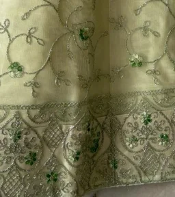 DESIGNER FLORAL LEHENGA - Free Size, Pastel Pistachio Green