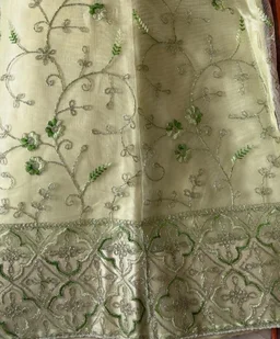 DESIGNER FLORAL LEHENGA - Free Size, Pastel Pistachio Green