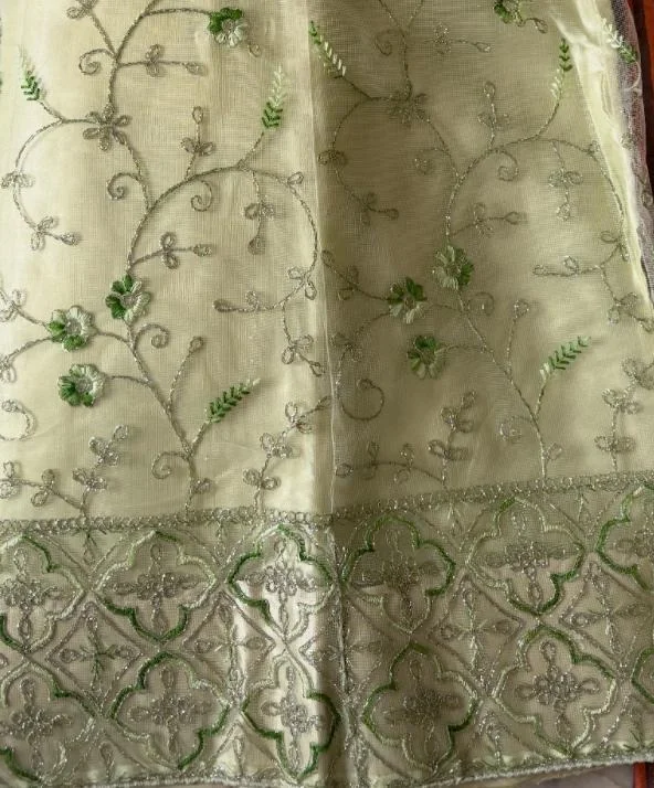 DESIGNER FLORAL LEHENGA - Free Size, Pastel Pistachio Green