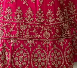 DESIGNER FLORAL WEDDING LEHENGA - Free Size, Rani Pink