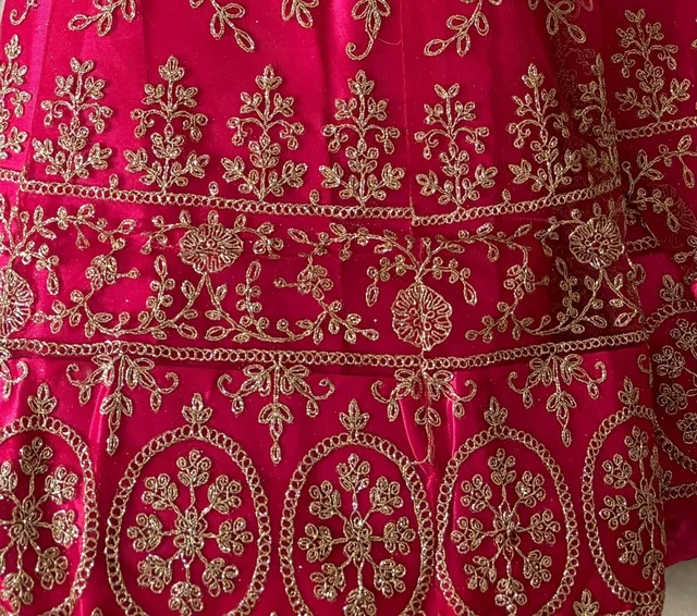 DESIGNER FLORAL WEDDING LEHENGA - Free Size, Rani Pink