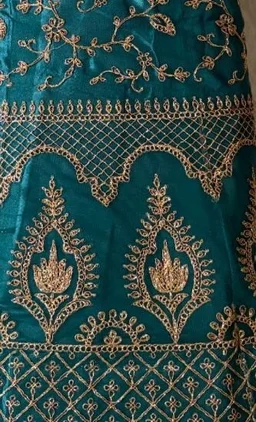 DESIGNER FLORAL WEDDING LEHENGA - Free Size, Peacock Blue-Green Shade