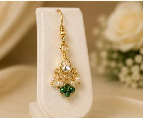 ELEGANT KUNDAN NECKLACE SET - Adjustable, Green