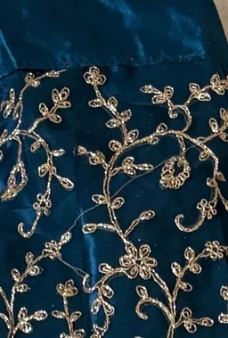 DESIGNER FLORAL WEDDING LEHENGA - Free Size, Deep Navy Blue