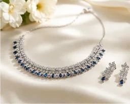 AMERICAN DIAMOND NECKLACE SET - Adjustable, Blue