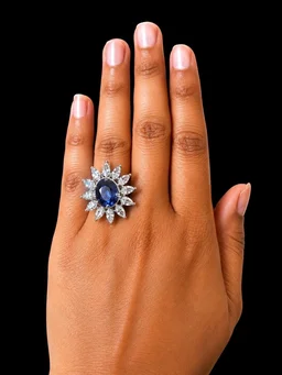 AMERICAN DIAMOND FINGER RING - Adjustable, Purple