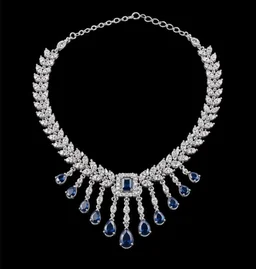 ELEGANT AMERICAN DIAMOND NECKLACE SET - Adjustable, Blue