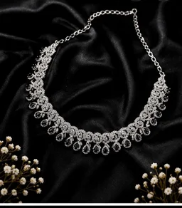 AMERICAN DIAMOND NECKLACE SET - Adjustable, Black