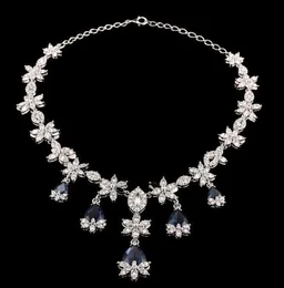 AMERICAN DIAMOND NECKLACE SET - Adjustable, Blue