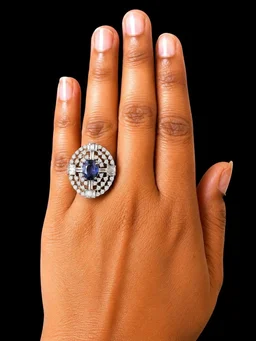 AMERICAN DIAMOND FINGER RING - Adjustable, Purple