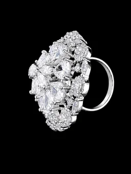 AMERICAN DIAMOND FINGER RING - Adjustable, White