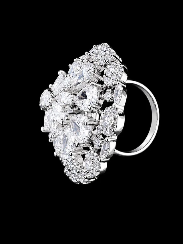 AMERICAN DIAMOND FINGER RING - Adjustable, White