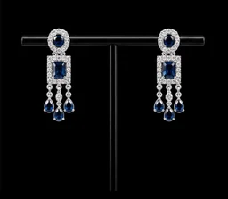 ELEGANT AMERICAN DIAMOND NECKLACE SET - Adjustable, Blue