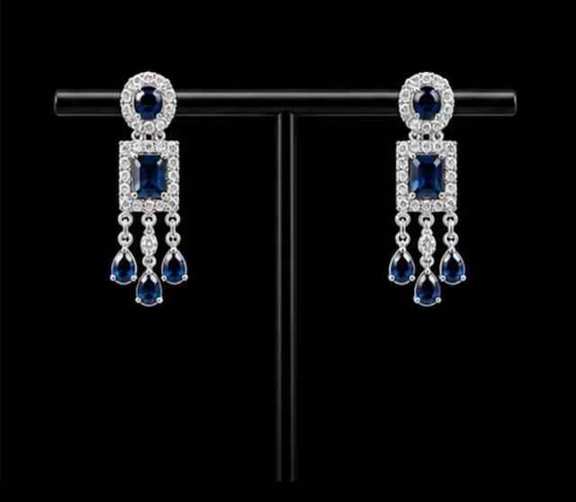 ELEGANT AMERICAN DIAMOND NECKLACE SET - Adjustable, Blue