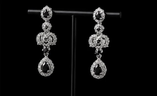 AMERICAN DIAMOND NECKLACE SET - Adjustable, Black