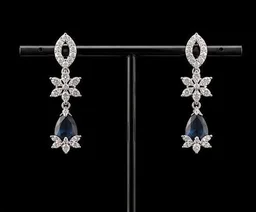 AMERICAN DIAMOND NECKLACE SET - Adjustable, Blue